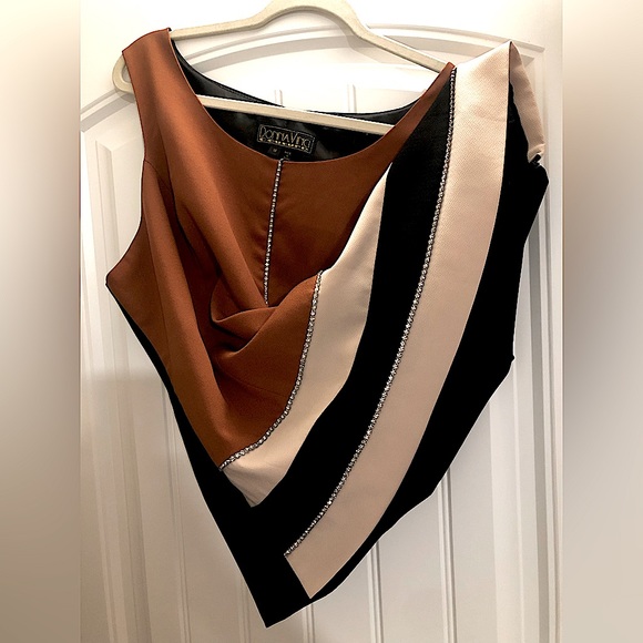 Donna Vinci Couture fully lined Crystal embellished sleeveless shirt top sz 18 - Picture 6 of 11